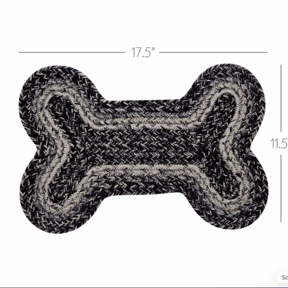 Jute Braided Dog Feeding Mat Black Tan